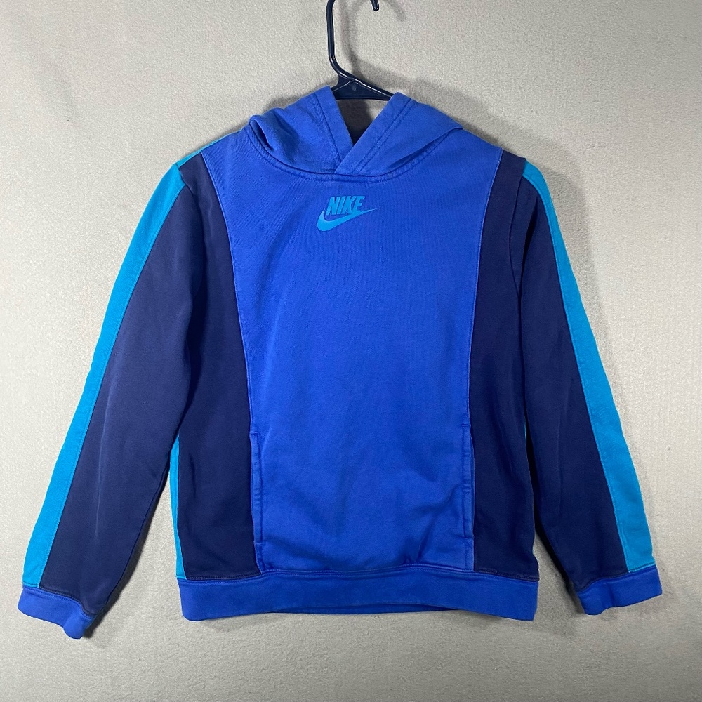 Nike Pullover Blue Hoodie Sweatshirt Center Swoosh Kids Youth Size Large *Read*